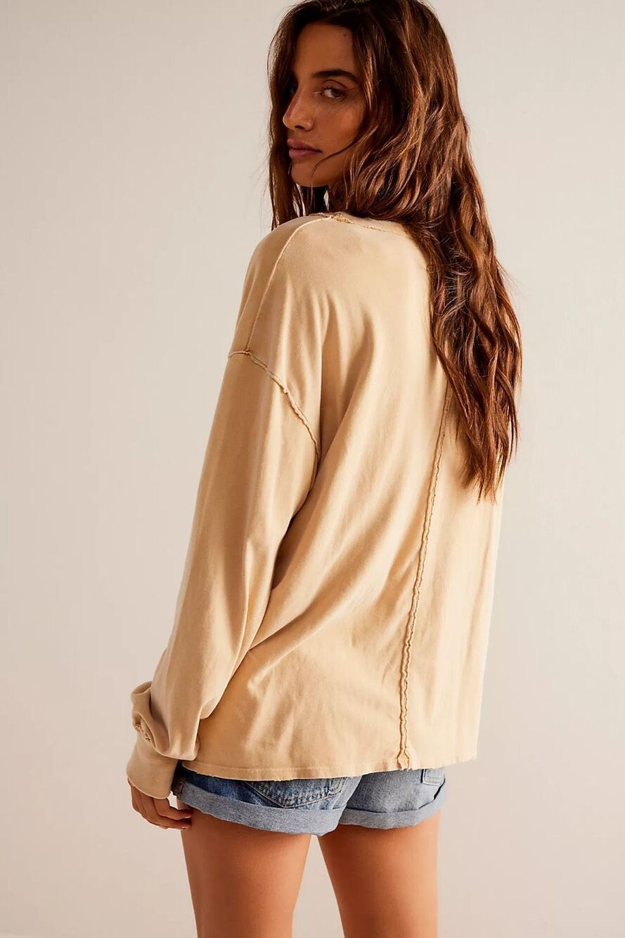 Free People We The Free Fade Into You Long Sleeve Tee camel XL NWOT